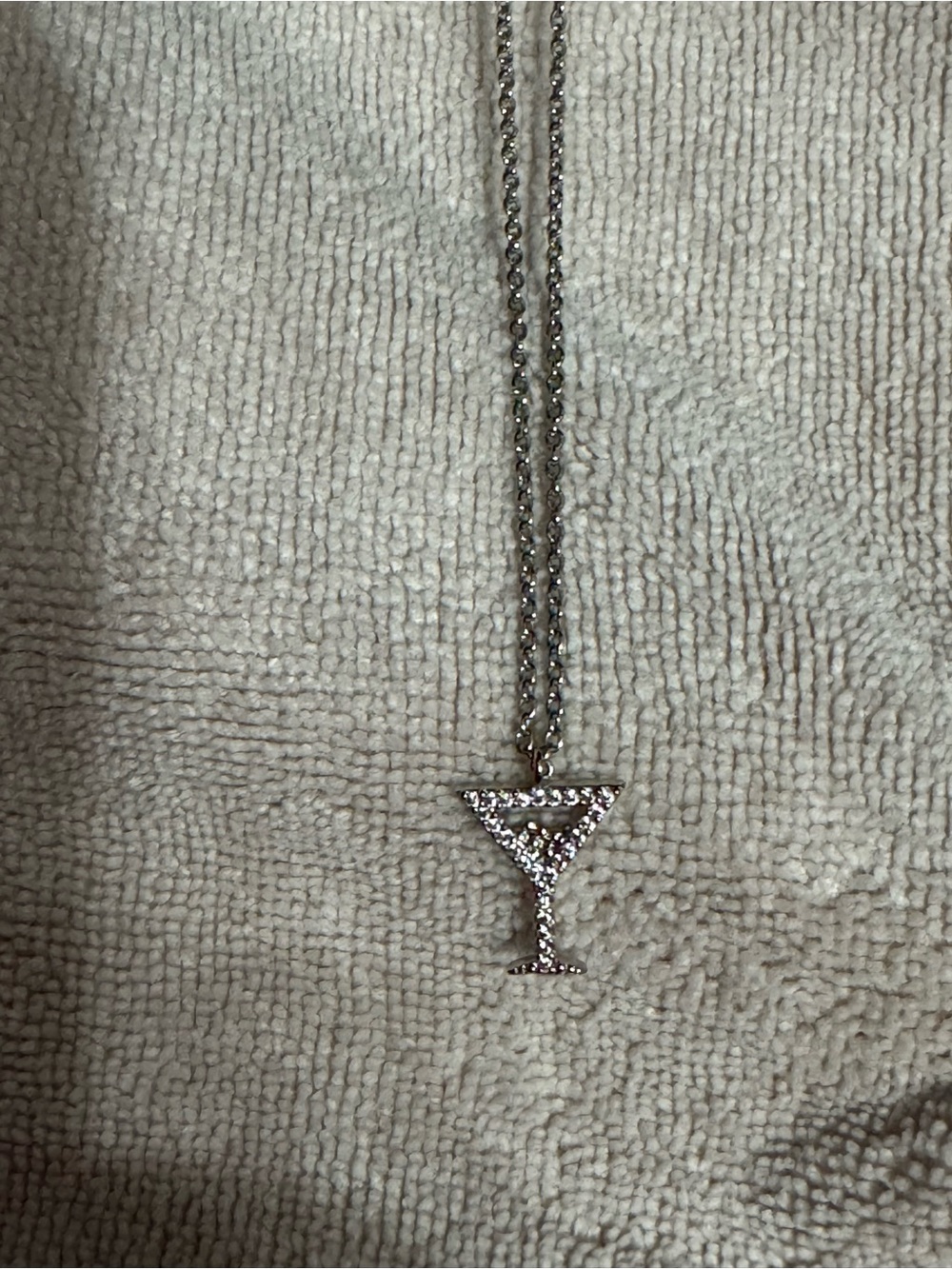 Uncommon James Silver Crystal Martini Glass Necklace
